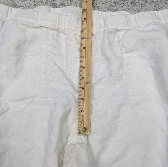 J. Jill Pants Women's XL White Linen Pure Pull On Rolled Cuffs High Rise Stretch - Picture 7 of 8